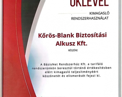 Bázisnet oklevél 2022