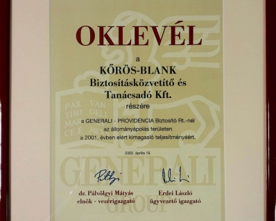 Generali oklevél 2001