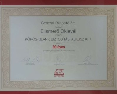 Generali oklevél 2019