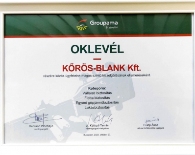 Groupama oklevél 2022