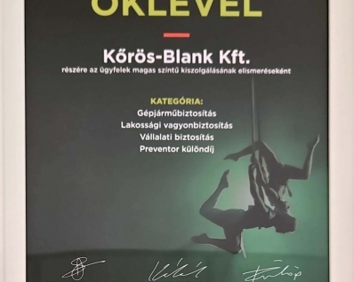 Groupama oklevél 2023