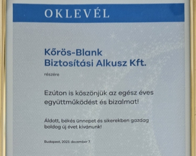 UNIQA oklevél 2023