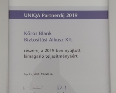 Uniqa Partnerdíj 2019